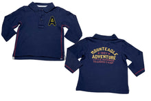 Load image into Gallery viewer, Boys Navy Embroidery Ribbed Collared Cotton Polo T-Shirt Tops