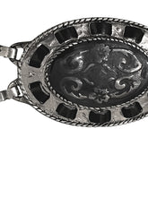 Load image into Gallery viewer, Ladies Silver Vintage Round Floral Centre Bar Interlink Chain Link Fashion Belts