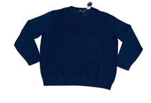Load image into Gallery viewer, Mens Navy Blue Straight Up Soft Knit Cotton Blend Crew Ribbed Longsleeve Jumper
