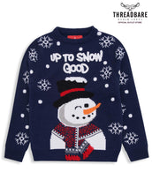 Load image into Gallery viewer, Boys Threadbare Navy &quot;Up To Snow Good&quot; Christmas Jumpers
