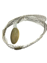 Load image into Gallery viewer, Ladies Silver Faux Leather Plaid Wide Brass Gold Round Pin Buckle Waist Woven Belt