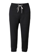 Load image into Gallery viewer, Ladies Black 3/4 Bottoms Elasticated Waist Tie Joggers
