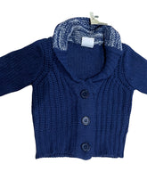 Load image into Gallery viewer, Baby Boys Navy Stripe Open Collar Buttons Thick Cable Knit Longsleeve Cardigans