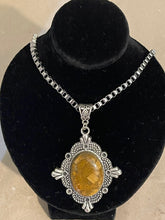 Load image into Gallery viewer, Ladies 925 Silver Plated Ethnic Wooden Jasper Handmade Pendant of 2.5" Necklace