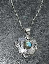 Load image into Gallery viewer, Ladies 925 Silver Plated Firey Labradorite 2" Pendant and Chain Necklace