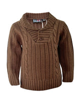 Load image into Gallery viewer, Baby Boys Brown Cable Knit Collared Jumper
