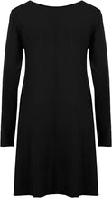 Load image into Gallery viewer, Ladies Plain Jersey Flared Swing Long Sleeve Soft Stretchy Short Dress