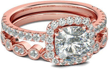 Load image into Gallery viewer, Ladies Rose Gold 2-in-1 Crystals Engagement Band Fashion Ring Sets