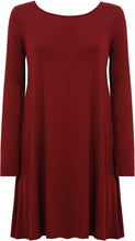 Load image into Gallery viewer, Ladies Plain Jersey Flared Swing Long Sleeve Soft Stretchy Short Dress