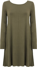 Load image into Gallery viewer, Ladies Plain Jersey Flared Swing Long Sleeve Soft Stretchy Short Dress