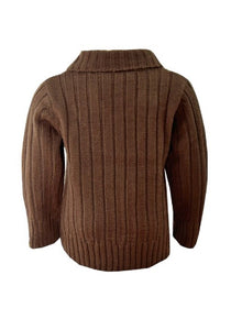 Baby Boys Brown Cable Knit Collared Jumper