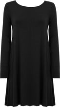 Load image into Gallery viewer, Ladies Plain Jersey Flared Swing Long Sleeve Soft Stretchy Short Dress