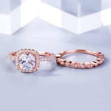 Load image into Gallery viewer, Ladies Rose Gold 2-in-1 Crystals Engagement Band Fashion Ring Sets