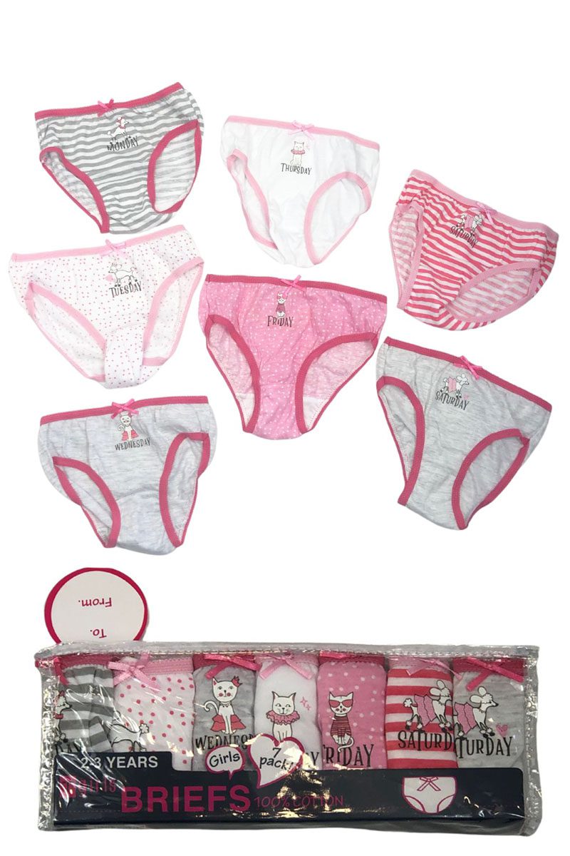 Girls Knickers Pack Of 7 Days Week Cotton Blend Underpants