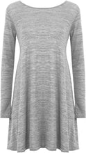 Load image into Gallery viewer, Ladies Plain Jersey Flared Swing Long Sleeve Soft Stretchy Short Dress