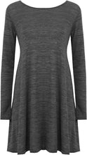 Load image into Gallery viewer, Ladies Plain Jersey Flared Swing Long Sleeve Soft Stretchy Short Dress