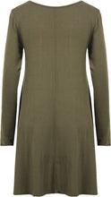 Load image into Gallery viewer, Ladies Plain Jersey Flared Swing Long Sleeve Soft Stretchy Short Dress