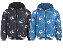 Load image into Gallery viewer, Boys Star Wars Blue Grey Fleece Lined Hooded Winter School Jacket