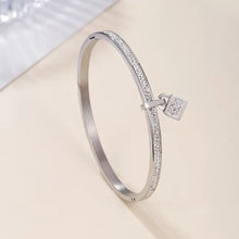 Load image into Gallery viewer, Ladies Luxury Crystal Lock Pendant Titanium Steel Bracelet Bangles