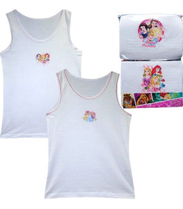 Girls Disney Forever Princess White 2 Pack Soft Cotton Underwear Vests