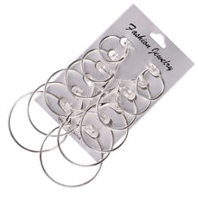 Load image into Gallery viewer, Ladies Girls Silver Round Smooth 6 Piece Hoop Earring Set
