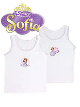 Load image into Gallery viewer, Girls Disney Sofia White 2 Pack Soft Cotton Sleeveless Underwear Vests
