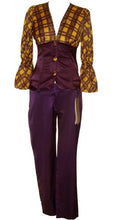 Load image into Gallery viewer, Ladies Party Suit Yellow & Purple Multi Top & Trouser Set Womens Evening Outfit
