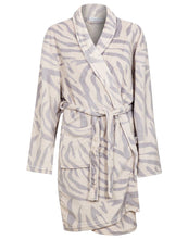 Load image into Gallery viewer, Womens Luxury Soft Fleece Grey Zebra Print Hooded Dressing Gown