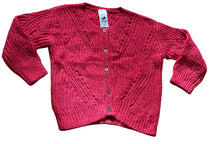 Load image into Gallery viewer, Girls Cerise Soft Knitted Button Down Long Sleeve Cardigan
