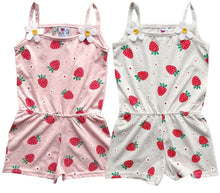Load image into Gallery viewer, Girls Ivory Pink Strawberry Dot Print Cotton Playsuit