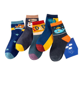 Boys Toddlers Cute Cartoon Characters 5PK Socks