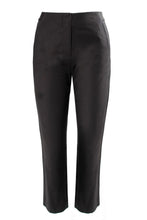 Load image into Gallery viewer, Ladies Black Mia Cropped Discreet Elasticated Waist Cotton Plus Size Trousers