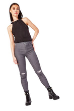 Load image into Gallery viewer, Ladies Ash Ankle High Waist Raw Hem Stretchy Denim Jeggings