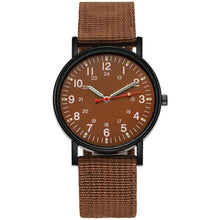 Load image into Gallery viewer, Mens Military Luminous Shock Resistant Sports Brown Canvas Strap Wrist Watch