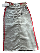 Load image into Gallery viewer, Girls Metallic Grey Thick Elasticated Waist Belted Side Stripe Midi Skirts