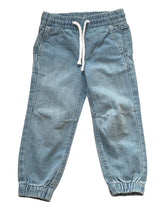 Load image into Gallery viewer, Boys Light Dark Blue Wash Elasticated Waist Cotton Cuffed Hem Jogger Denim Jeans