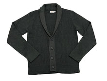 Load image into Gallery viewer, Mens Dark Grey Button Down Front Ribbed Shawl Neck Long Sleeve Sweater Cardigan