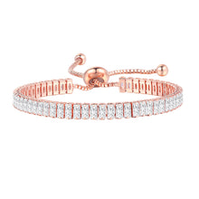 Load image into Gallery viewer, Ladies Rose Gold Sparkling Tennis Crystal Adjustable Bracelet