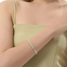 Load image into Gallery viewer, Ladies Gold Rectangle Stainless Steel Cubic Zirconia Adjustable Chain Bracelets