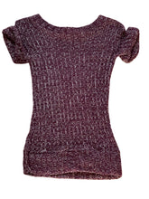 Load image into Gallery viewer, Girls Burgundy Loose Knit Roll Cap Sleeve Hem Tunic Long Jumper