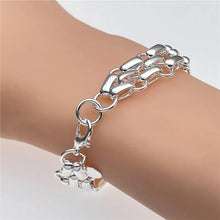 Load image into Gallery viewer, Ladies 925 Sterling Silver Interlocking Circle Thick Handchain Womens Bracelet