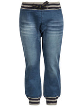Load image into Gallery viewer, Boys Minoti Blue Stonewash Cotton Ribbed Elasticated Waist Denim Jeans