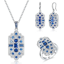 Load image into Gallery viewer, Ladies Silver White & Blue Crystals Stone Necklace Set