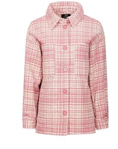 Ladies Threadbare Pink Check Drake Shacket Dress Jacket