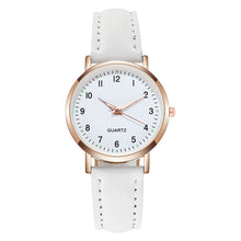 Load image into Gallery viewer, Ladies White Round Rose Gold Trim Quartz Diamond Studded Luminous Wristwatch