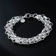 Load image into Gallery viewer, Ladies 925 Sterling Silver Interlocking Circle Thick Handchain Womens Bracelet