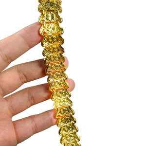 Mens Ladies Unisex 24K Gold Plated Wide Floral Carved Link Pattern Bracelets