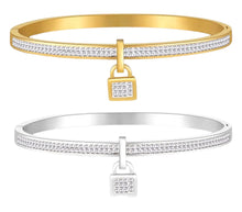 Load image into Gallery viewer, Ladies Luxury Crystal Lock Pendant Titanium Steel Bracelet Bangles