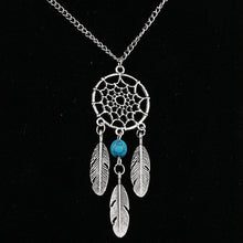 Load image into Gallery viewer, Ladies Silver Bohemia Dream Catcher Bead Feather Tassel Pendant Necklace
