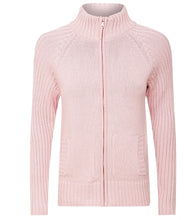 Load image into Gallery viewer, Ladies Ribbed High Neck Full Zip Mid-Length Cardigan